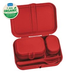 Koziol ORGANIC PASCAL READY - Lunchbox-Set + Besteck-Set In Organic Red