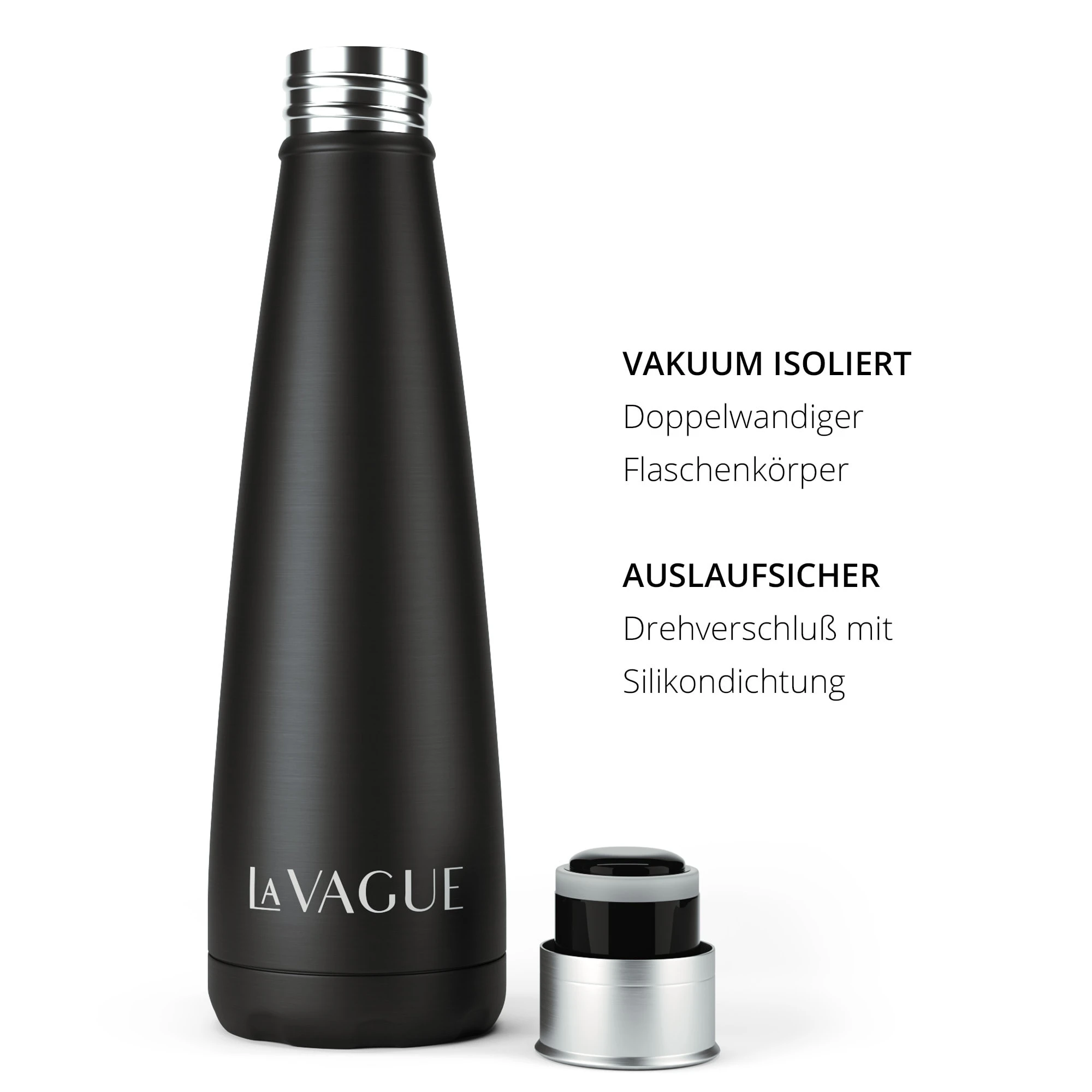 La Vague GRAVITY Edelstahl-Isolierflasche In Eclipse Black 2 La Vague GRAVITY Edelstahl-Isolierflasche In Eclipse Black – Bild 2