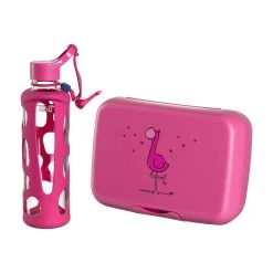 Leonardo 2er Set Brotdose + Trinkflasche Bambini In Pink - Flamingo