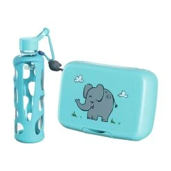 Leonardo 2er Set Brotdose + Trinkflasche Bambini In Türkis - Elefant