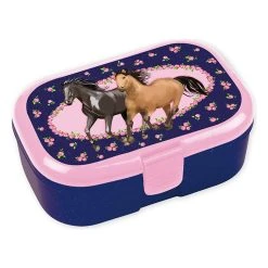 Lutz Mauder Brotdose "Pferde" In Dunkelblau/ Rosa - (L)16,5 X (B)10,5 X (H)6,5 Cm