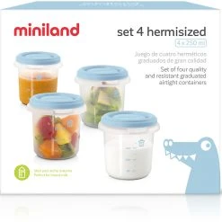 Miniland Aufbewahrungsbehälter Hermisized, 250 Ml, Azurblau, 4-tlg. -Yeaz Geschäft miniland aufbewahrungsbehalter hermisized 250 ml azurblau 4 tlg 4