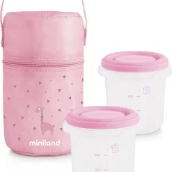 Miniland Isoliertasche Inkl. 2 Aufbewahrungsbehälter Hermisized, 250 Ml, Rosa,...