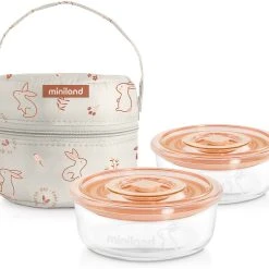 Miniland Isoliertasche Inkl. 2 Aufbewahrungsbehälter NaturRound, 330 Ml, Bunny,...