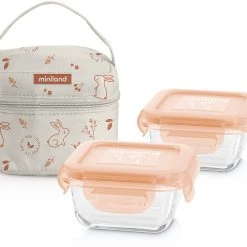 Miniland Isoliertasche Inkl. 2 Aufbewahrungsbehälter NaturSquare, 160 Ml, Bunny,...