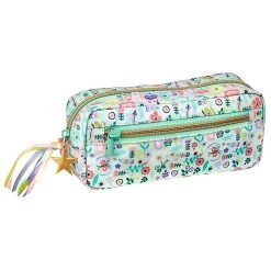 Moses Mäppchen "Flowers & Friends" In Türkis/ Bunt - (B)18,5 X (H)7,5 X (T)4,5 Cm