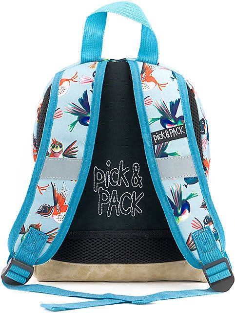 Pick & PACK Kinderrucksack XS Birds Dusty Blue 2 Pick & PACK Kinderrucksack XS Birds Dusty Blue – Bild 2