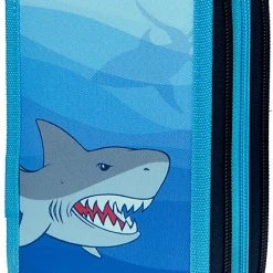 Scooli Triple-Federmäppchen Shark Alarm, Befüllt, 30-tlg.