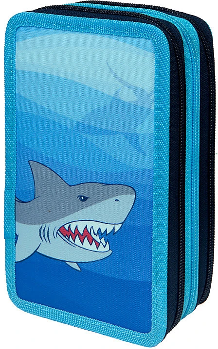 Scooli Triple-Federmäppchen Shark Alarm, Befüllt, 30-tlg. 1 Scooli Triple-Federmäppchen Shark Alarm, Befüllt, 30-tlg.