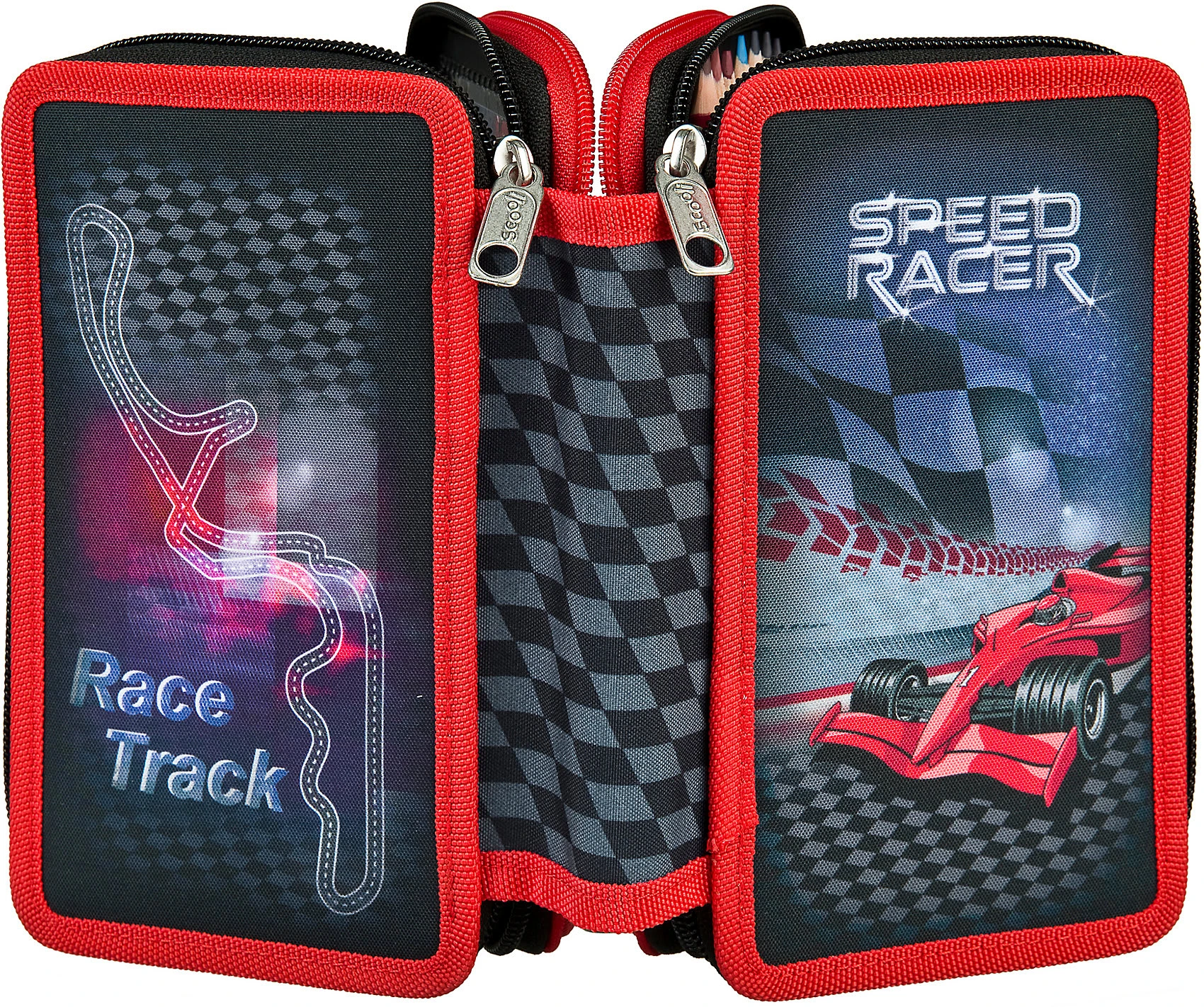 Scooli Triple-Federmäppchen Speed Racer, Befüllt, 30-tlg. 2 Scooli Triple-Federmäppchen Speed Racer, Befüllt, 30-tlg. – Bild 2