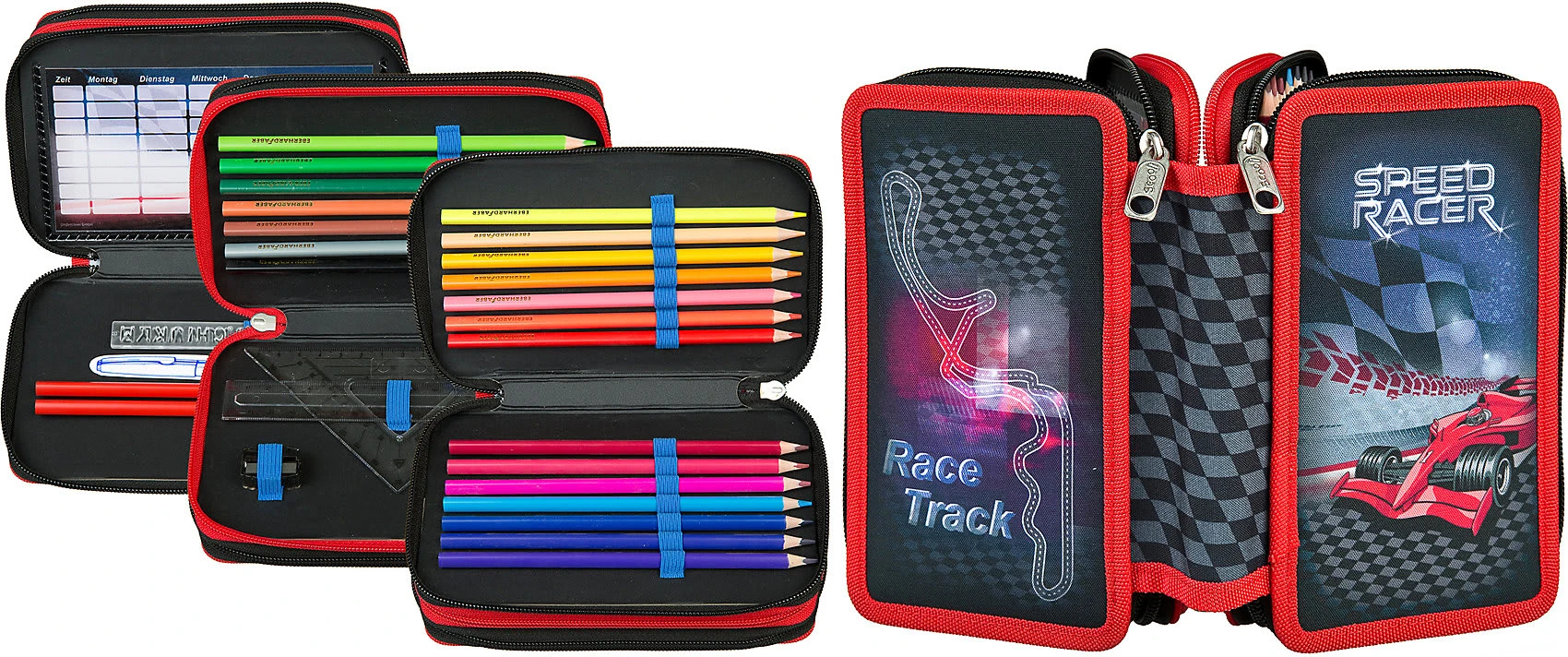 Scooli Triple-Federmäppchen Speed Racer, Befüllt, 30-tlg. 6 Scooli Triple-Federmäppchen Speed Racer, Befüllt, 30-tlg. – Bild 6
