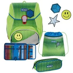Scout Alpha Neon Safety Schulranzen-Set 4-teilig In Green Gecko