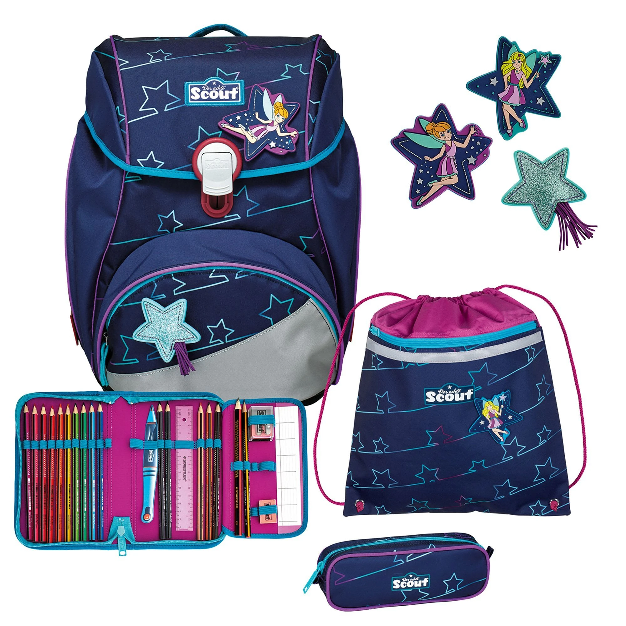 Scout Alpha Schulranzen-Set 4tlg. In Blue Star 1 Scout Alpha Schulranzen-Set 4tlg. In Blue Star