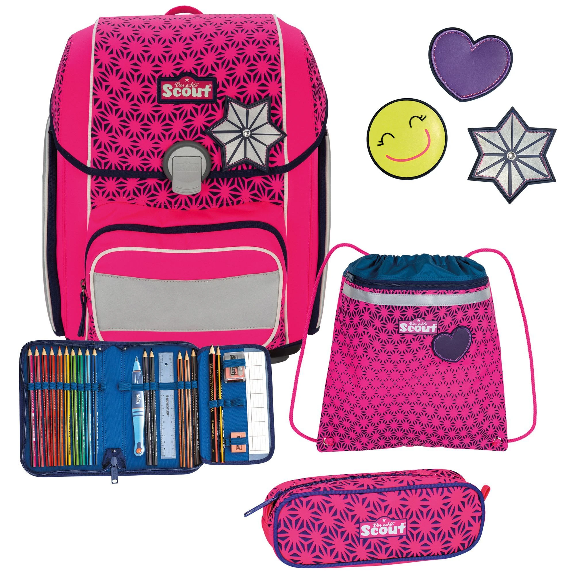 Scout Genius Neon Safety DIN Schulranzen-Set 4-teilig In Pink Glow 1 Scout Genius Neon Safety DIN Schulranzen-Set 4-teilig In Pink Glow
