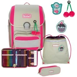Scout Genius Schulranzen-Set 4tlg. In Pink Cherry