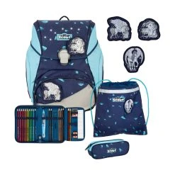 Scout Grundschulranzen Alpha Exklusiv LED Pegasus 4-teiliges Set In Blau