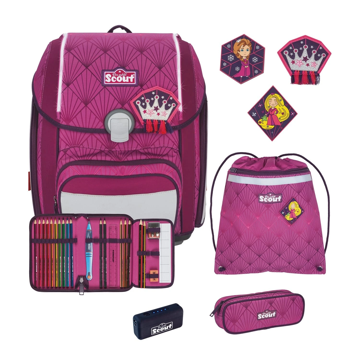Scout Rucksack Genius Exklusiv Safety Light Diamond Princess 5-teiliges Set In Pink 1 Scout Rucksack Genius Exklusiv Safety Light Diamond Princess 5-teiliges Set In Pink