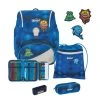 Scout Schulrucksack Alpha Exklusiv Safety Light Funny Freaks 5-teiliges Set In Blau