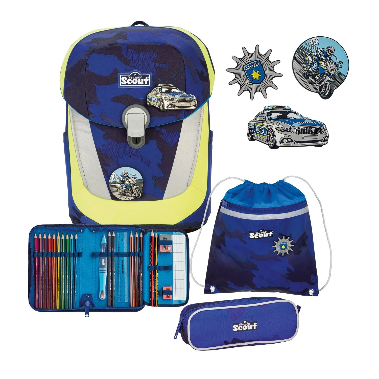 Scout Sunny II Lightweight DIN Blue Police 4-teiliges Set In Blau/gelb 1 Scout Sunny II Lightweight DIN Blue Police 4-teiliges Set In Blau/gelb