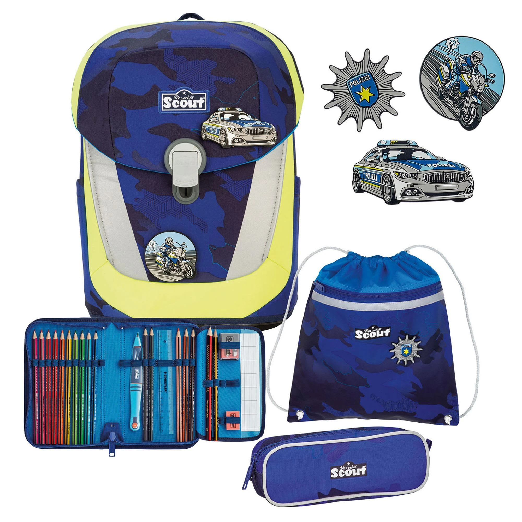 Scout Sunny II Lightweight Schulranzen-Set 4tlg. In Blue Police 1 Scout Sunny II Lightweight Schulranzen-Set 4tlg. In Blue Police