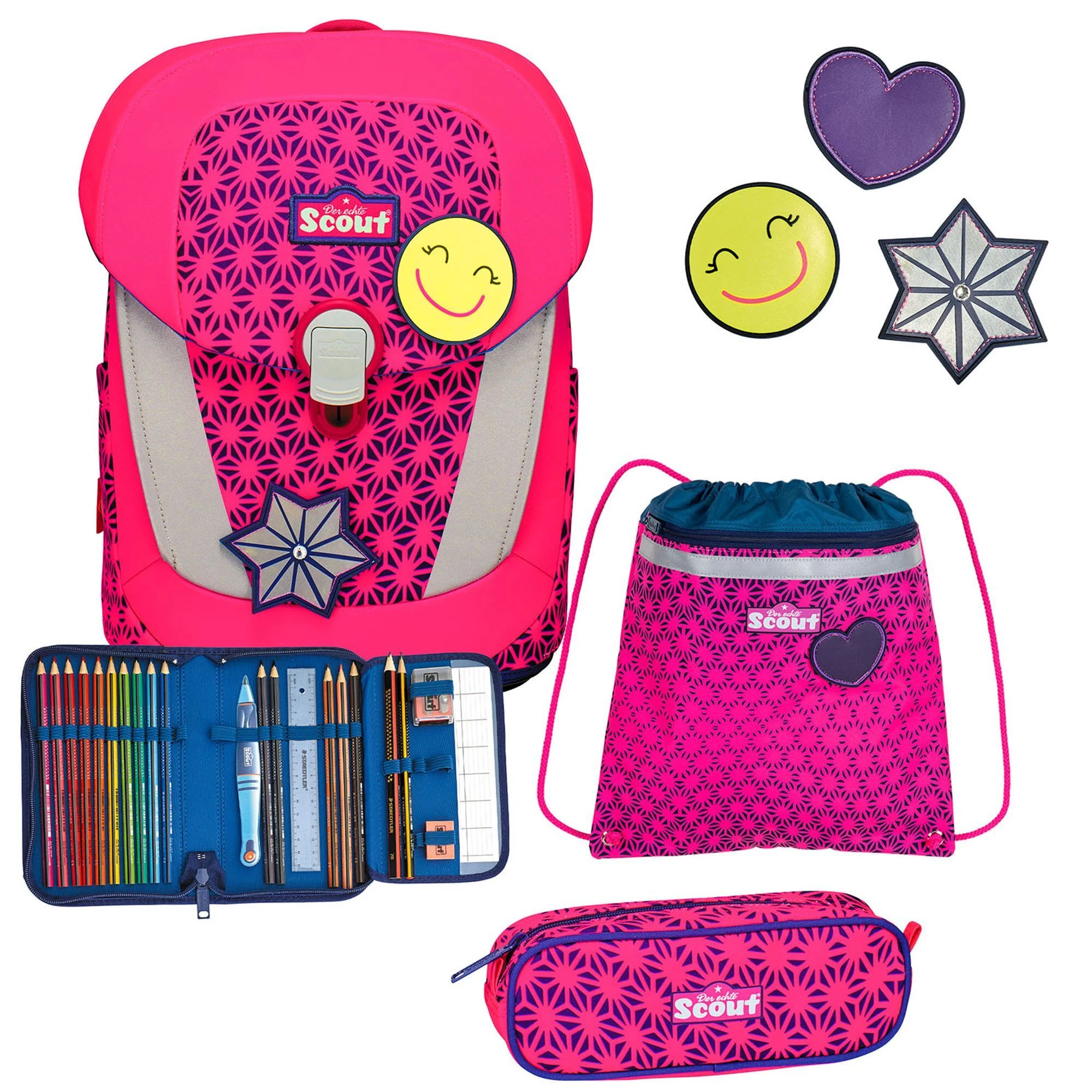 Scout Sunny II Neon Safety Schulranzen-Set 4-teilig In Pink Glow 1 Scout Sunny II Neon Safety Schulranzen-Set 4-teilig In Pink Glow
