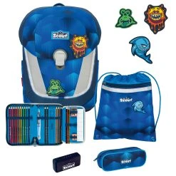 Scout Sunny II Safety Light Schulranzen-Set 4tlg. In Funny Freaks
