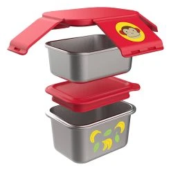 Skip Hop 2tlg. Edelstahl-Lunchbox "Affe" In Rot/ Silber -Yeaz Geschäft skip hop 2tlg edelstahl lunchbox affe in rot silber 2