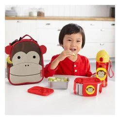 Skip Hop 2tlg. Edelstahl-Lunchbox "Affe" In Rot/ Silber -Yeaz Geschäft skip hop 2tlg edelstahl lunchbox affe in rot silber 4