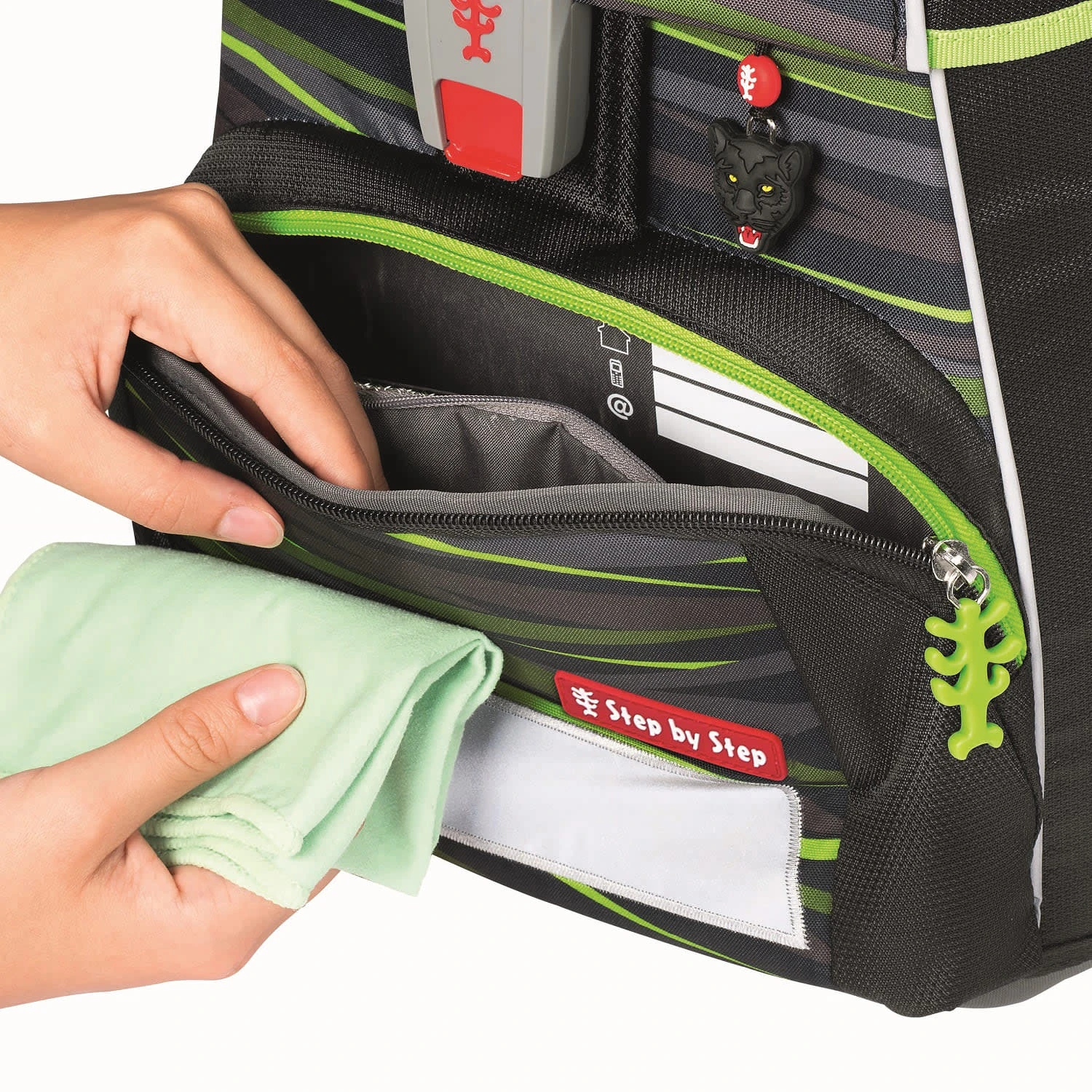 Step By Step Grundschulranzen SPACE Wild Cat Chiko Set 5-teilig In Grün/schwarz 10 Step By Step Grundschulranzen SPACE Wild Cat Chiko Set 5-teilig In Grün/schwarz – Bild 10