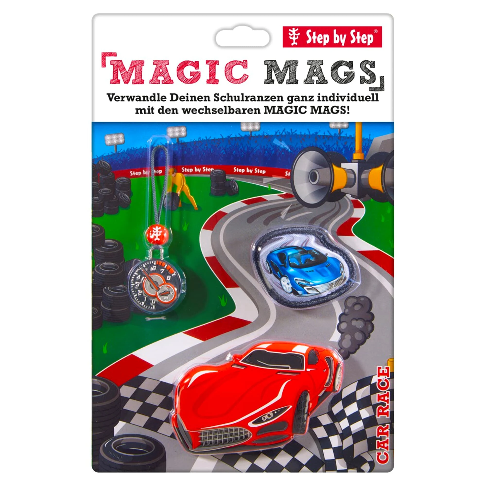 Step By Step Ranzen-Zubehör-Set MAGIC MAGS In Car Race Mike 1 Step By Step Ranzen-Zubehör-Set MAGIC MAGS In Car Race Mike