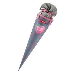 Step By Step Schultüte, Mit Eingenähtem Bändchen In Glitter Heart Hazle