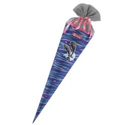 Step By Step Schultüte, Mit Eingenähtem Bändchen In Shiny Dolphins