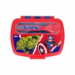 Stor 3er Set Lunchset Avengers Comic Heroes In Blau-rot