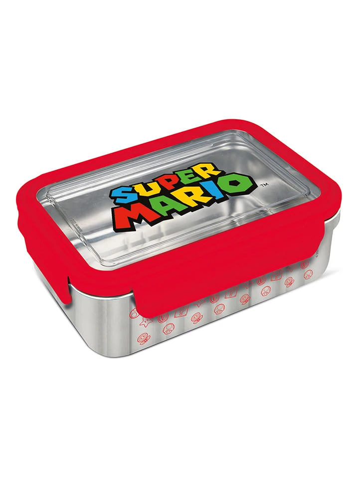 Edelstahl-Brotdose "Super Mario" In Rot - (L)19,5 X (B)14,2 X (H)7,2 Cm 1 Edelstahl-Brotdose "Super Mario" In Rot - (L)19,5 X (B)14,2 X (H)7,2 Cm