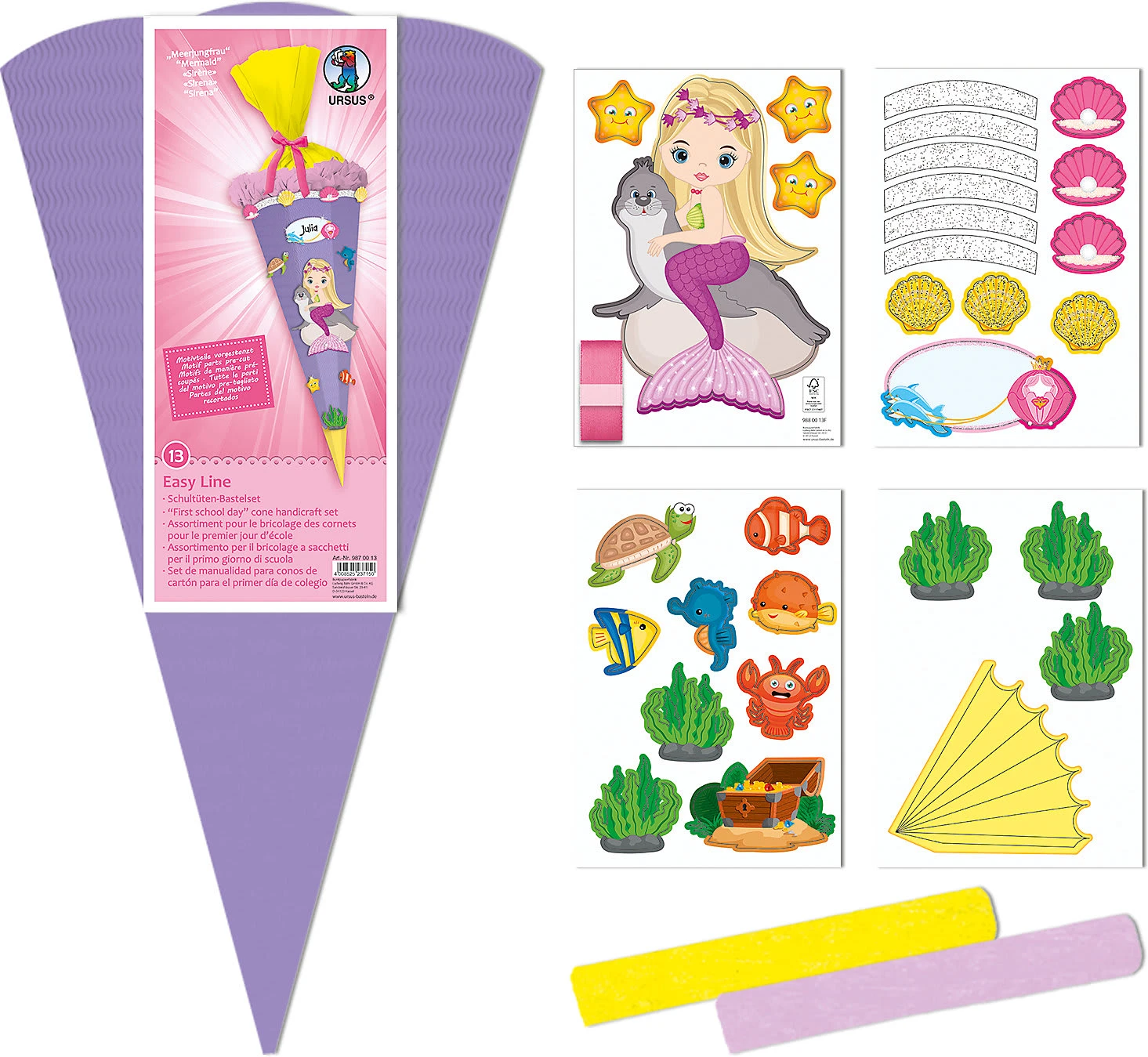 Ursus Schultüten-Bastelset Easy Line Meerjungfrau 2 Ursus Schultüten-Bastelset Easy Line Meerjungfrau – Bild 2