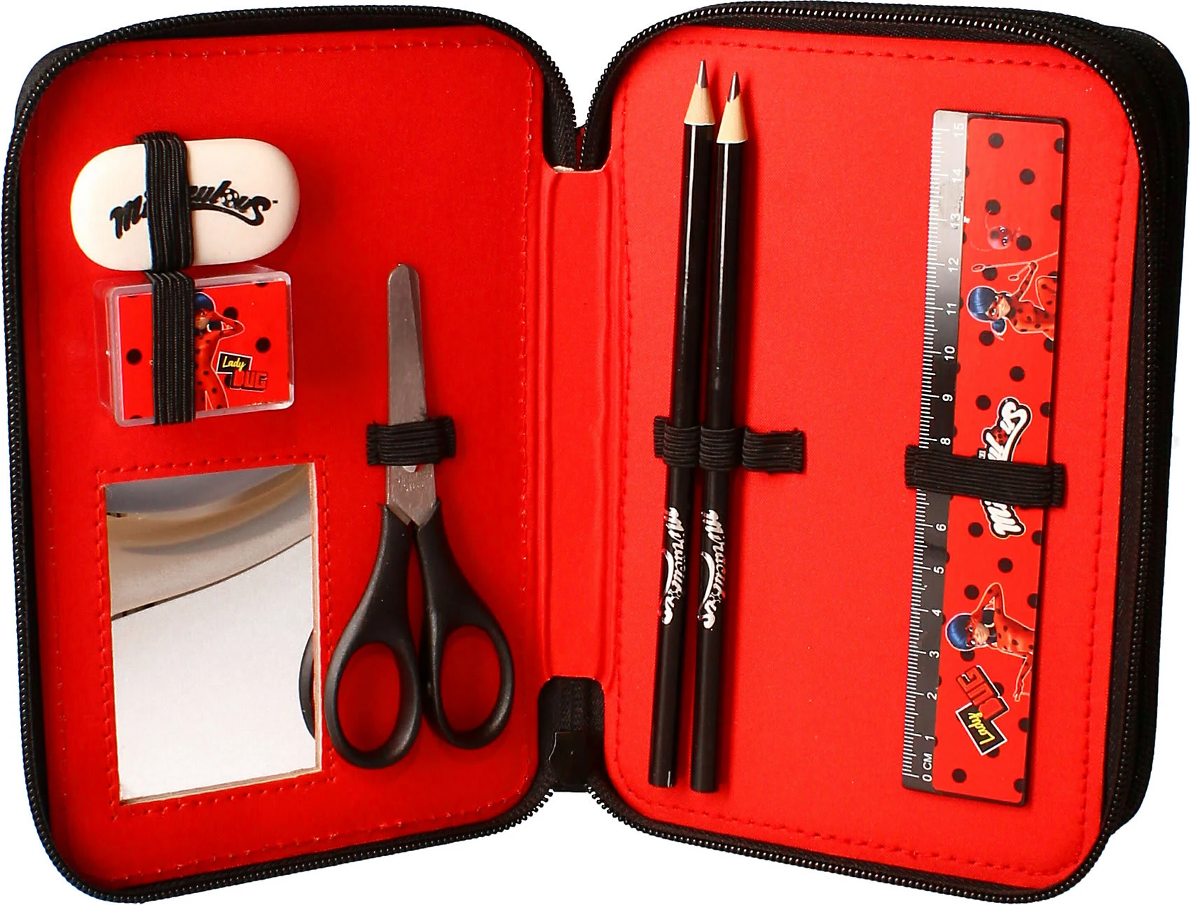 Vadobag Doppel-Federmäppchen Miraculous Super Heroez, Befüllt, 9-tlg. 2 Vadobag Doppel-Federmäppchen Miraculous Super Heroez, Befüllt, 9-tlg. – Bild 2