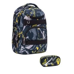 Wave 2tlg-Set: Rucksack Infinity Set 1 Yellow Graffiti In Schwarz – H43xL31xT22 Cm