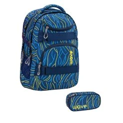 Wave 2tlg-Set: Rucksack Infinity Set 1 Yellow Lines In Blau – (H)43x(L)31x(T)22 Cm