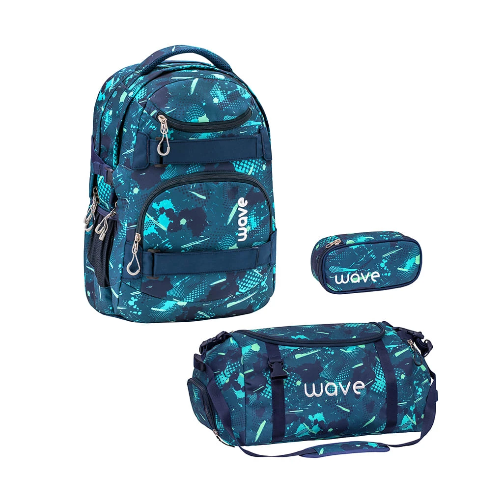 Wave 3tlg-Set: Rucksack Infinity Set 2 Fantasy In Grün – H43xL31xT22 Cm 1 Wave 3tlg-Set: Rucksack Infinity Set 2 Fantasy In Grün – H43xL31xT22 Cm