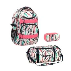 Wave 3tlg-Set: Rucksack Infinity Set 2 Feathers In Rosa – H43xL31xT22 Cm
