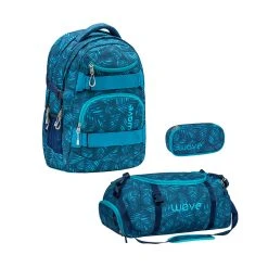 Wave 3tlg-Set: Rucksack Infinity Set 2 Jungle Vibe In Blau – H43xL31xT22 Cm