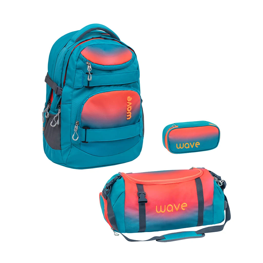 Wave 3tlg-Set: Rucksack Infinity Set 2 Ombre Neon Orange And Bluebird In Türkis 1 Wave 3tlg-Set: Rucksack Infinity Set 2 Ombre Neon Orange And Bluebird In Türkis