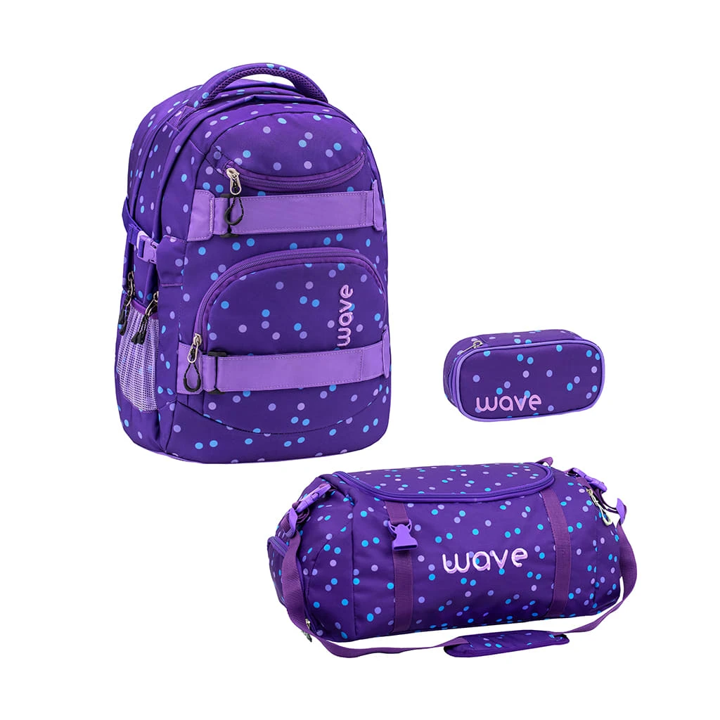 Wave 3tlg-Set: Rucksack Infinity Set 2 Purple Dots In Lila – H43xL31xT22 Cm 1 Wave 3tlg-Set: Rucksack Infinity Set 2 Purple Dots In Lila – H43xL31xT22 Cm