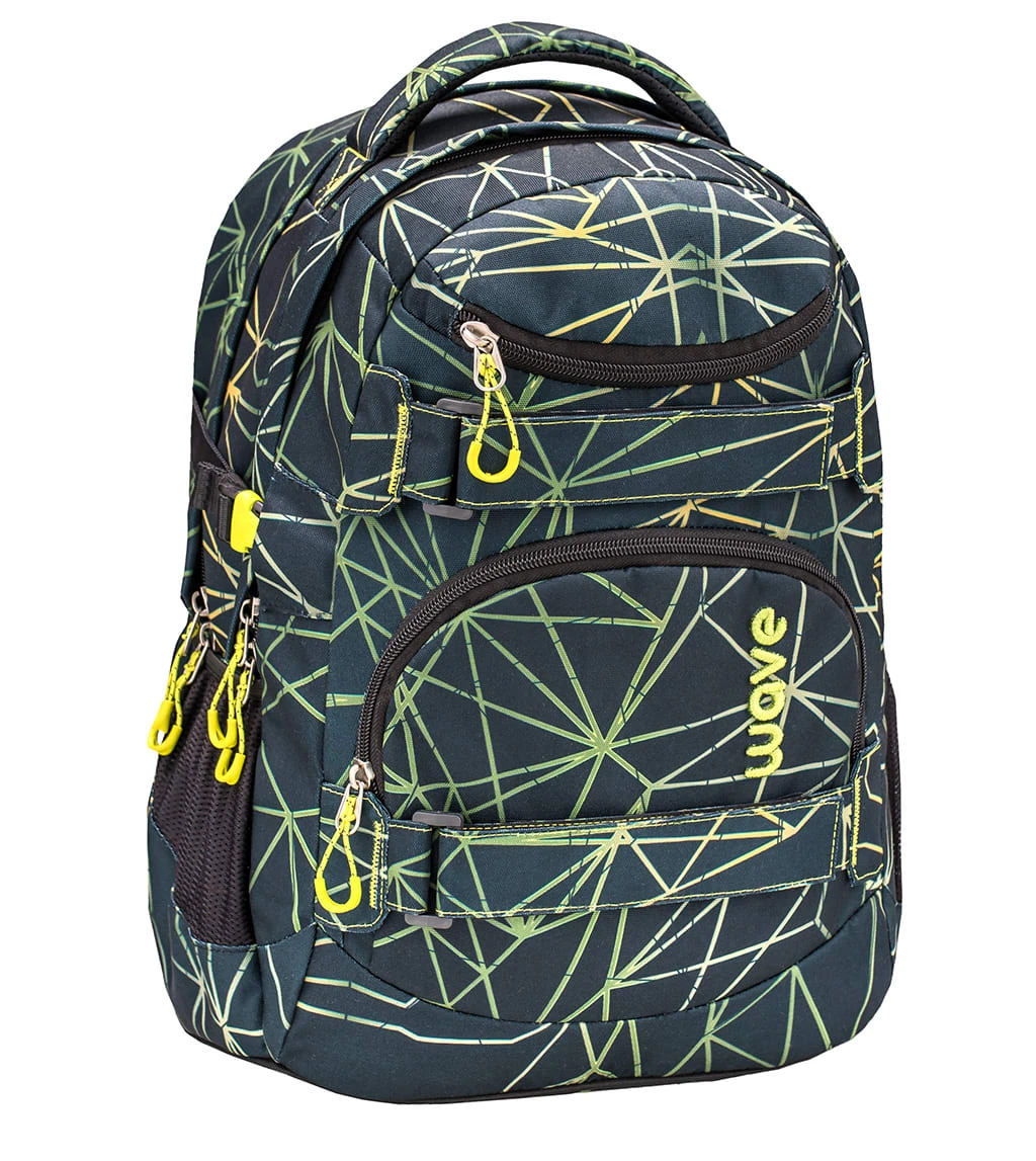 Wave Rucksack "Infinity Stripes Green" Schwarz, H 43 Cm B 31 Cm T 22 Cm 1 Wave Rucksack "Infinity Stripes Green" Schwarz, H 43 Cm B 31 Cm T 22 Cm