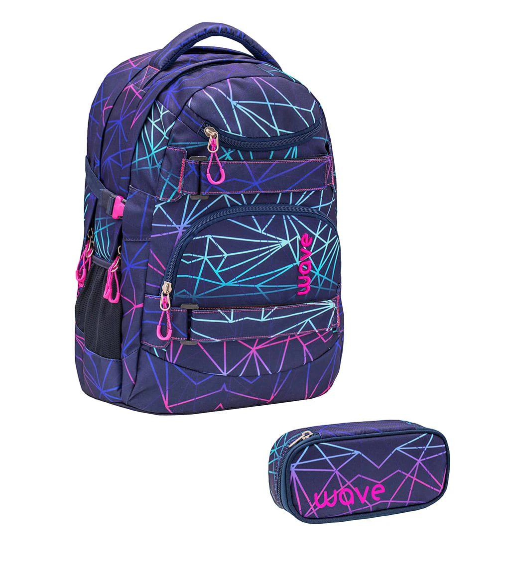 Wave Rucksack "Infinity Stripes Purple Set1" In Schwarz, H 43 Cm B 31 Cm T 22 Cm 1 Wave Rucksack "Infinity Stripes Purple Set1" In Schwarz, H 43 Cm B 31 Cm T 22 Cm