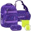 Wave Schulrucksack Set 4-tlg Infinity In Purple Dots