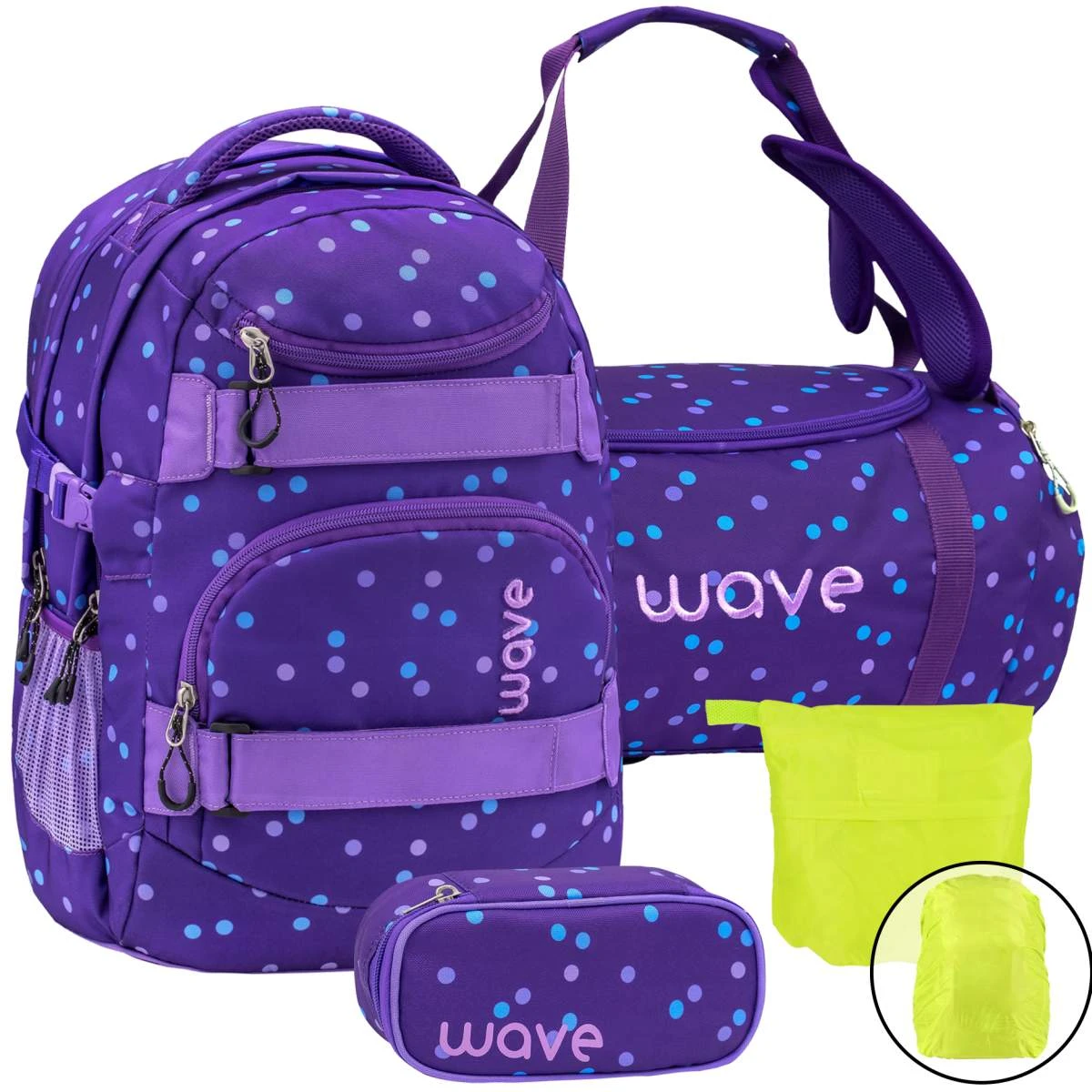 Wave Schulrucksack Set 4-tlg Infinity In Purple Dots 1 Wave Schulrucksack Set 4-tlg Infinity In Purple Dots