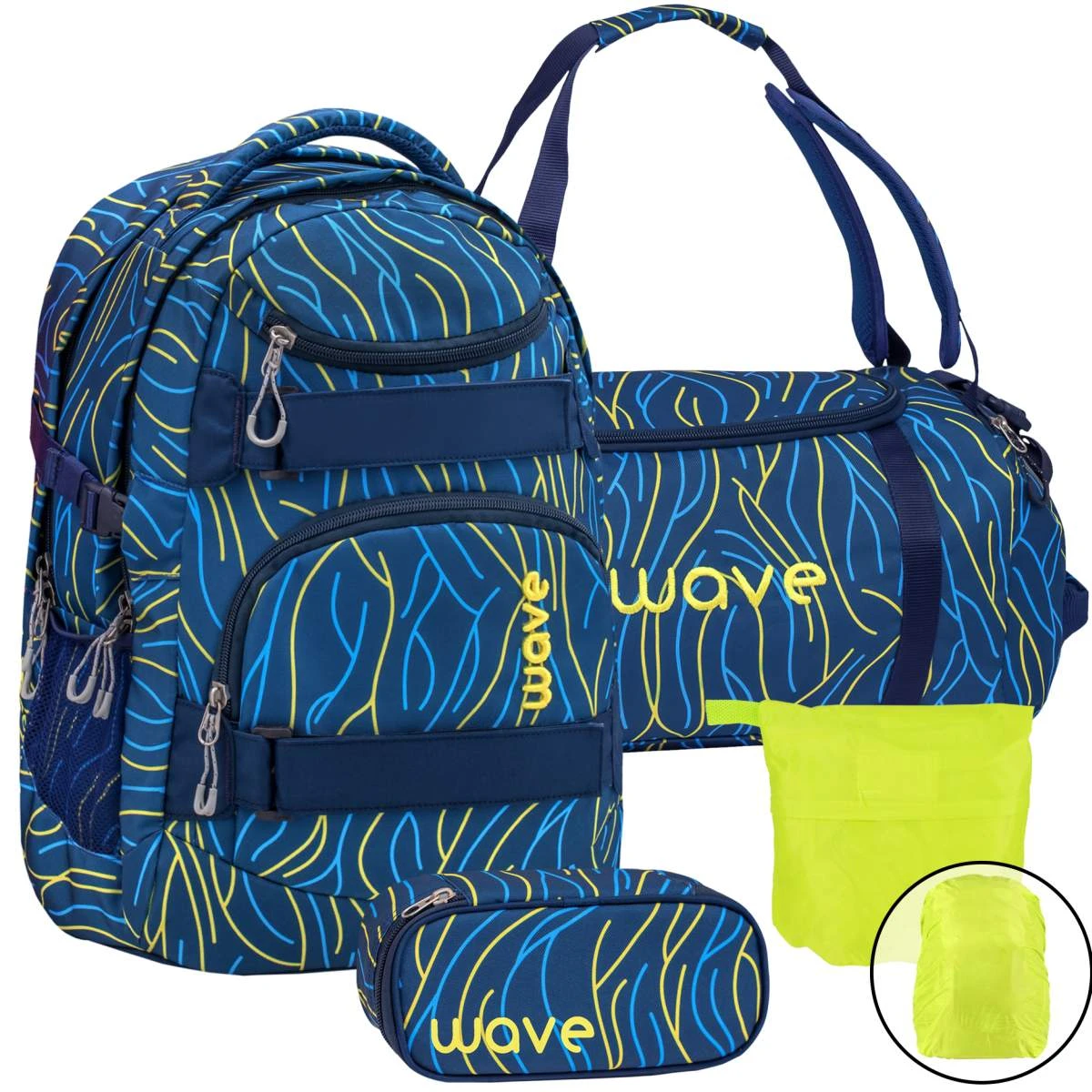 Wave Schulrucksack Set 4-tlg Infinity In Yellow Lines 1 Wave Schulrucksack Set 4-tlg Infinity In Yellow Lines
